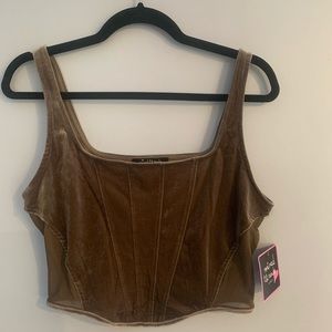 4/$20 Mixed Threads brown crop top